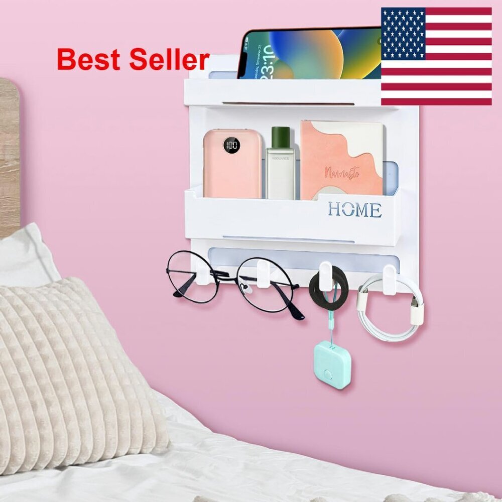 Wall Mount Shelf Organizer Minimal Chic Space Saving Bedside Storage